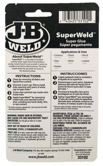 J-B WELD 33102 vteřinové lepidlo ve dvou tubách SuperWeld 2-Pack ( 2x2g ) - Image 2